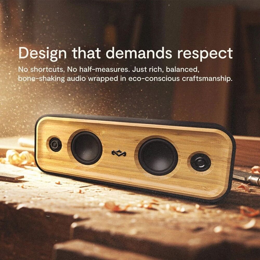 House Of Marley Get Together 2 Portable Bluetooth Speaker, Waterproof, Bamboo